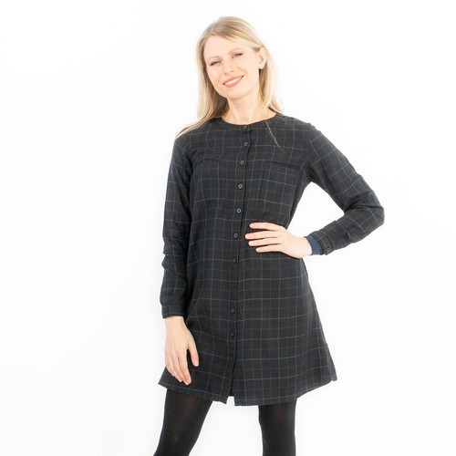 Damen schwarz top langarm karo - schwarz,